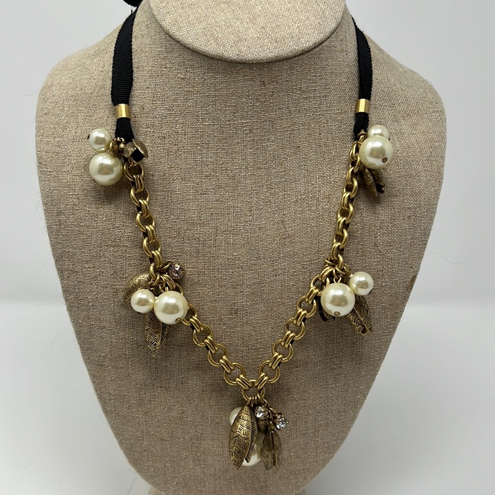J. Crew Petal Pearl Crystal Tie Necklace